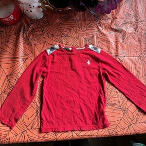 Burberry Red Nova Check Shoulders Long Sleeve Shirt Sz 3T